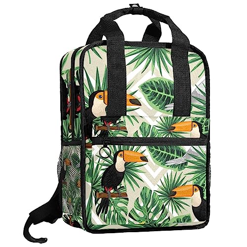 Cartable pour filles et garçons avec bretelles réglables et motif toucans
