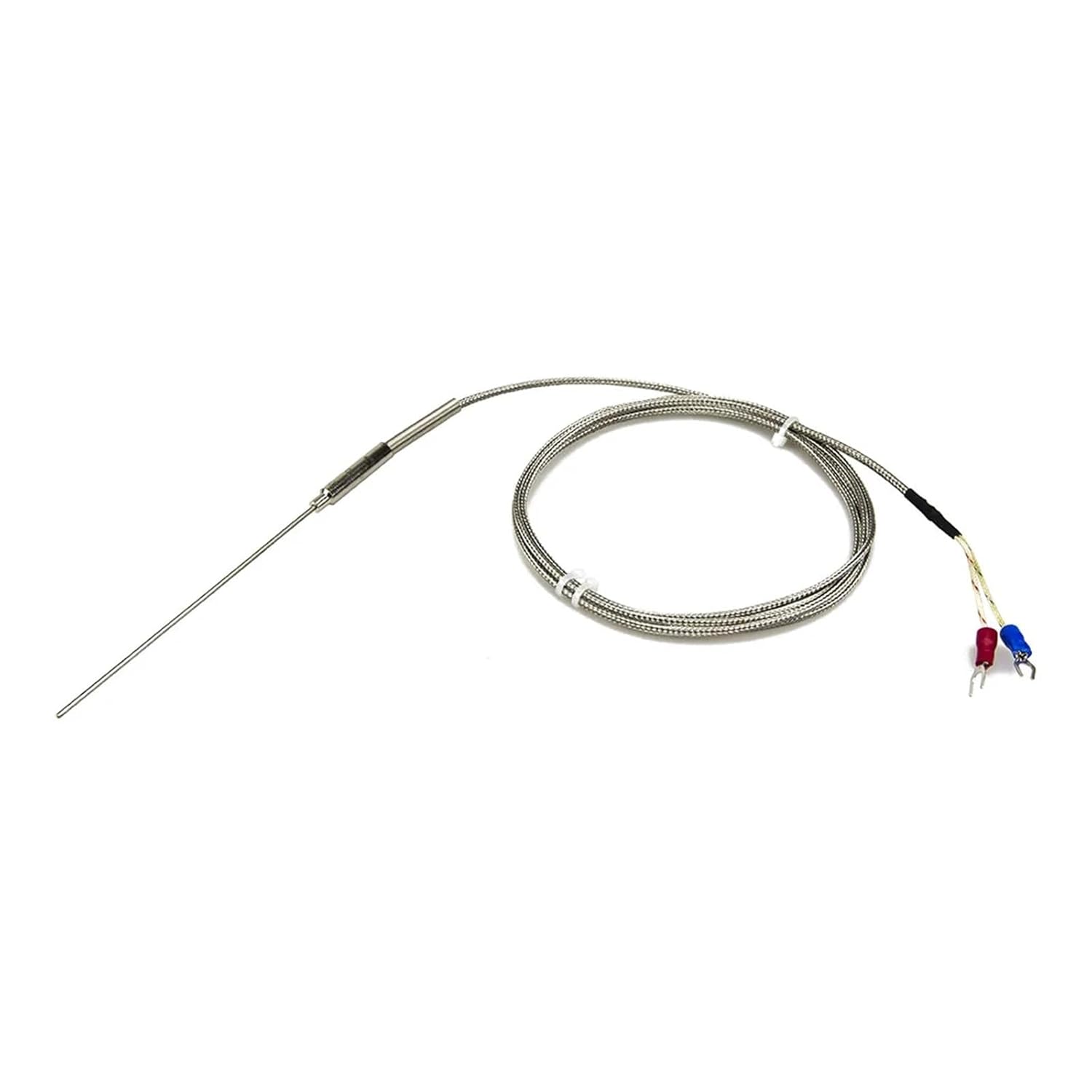 FTARP08 K J Type 1.5m Metal screening Cable 100mm Flexible Probe sheathed thermocouple Temperature Sensor WRNK-191(K 1mm Diameter)