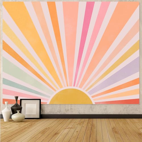 Zussun Boho Sun Tapestry Vintage 70s Sunset Sunrise Tapestries for