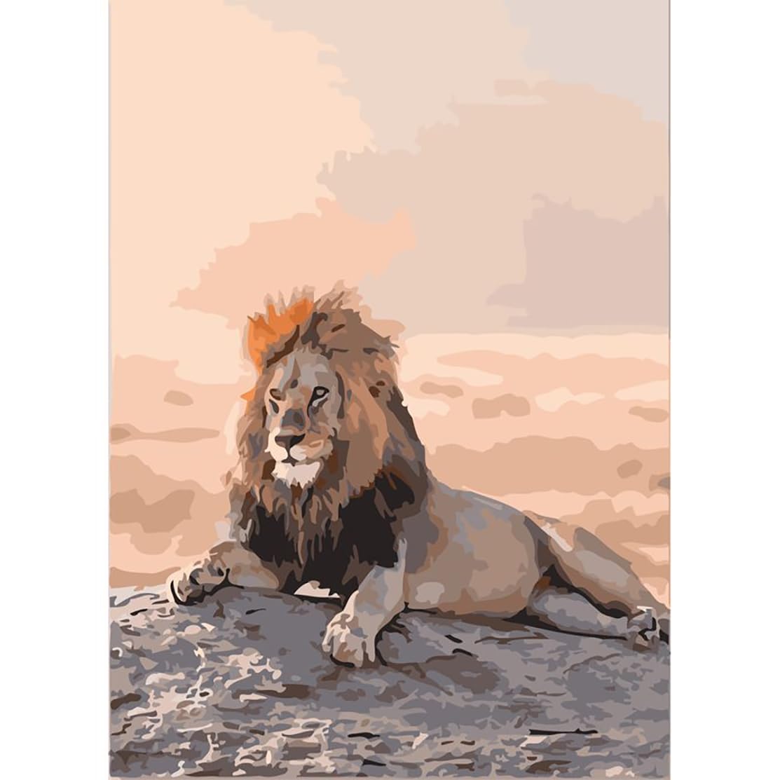 Shukqueen Malen Nach Zahlen Set – Löwen-Motiv Schwarz-weiß, 40,6 X 50,8 Cm, Inkl. Farben, Pinsel & Leinwand