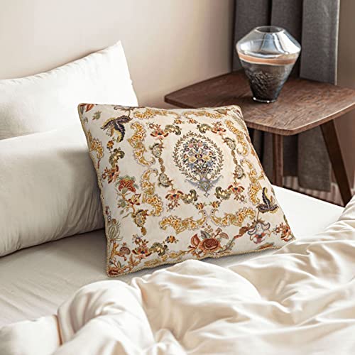Yinzaishe Persian Vintage Ethnic Floral Throw Pillow Covers Boho Retro Flower Home Deco Pillowcase Square Pillow Case Cushion Cover For Bed Sofa Living Room Car Indoor/Outdoor 18"X18" #TOP7