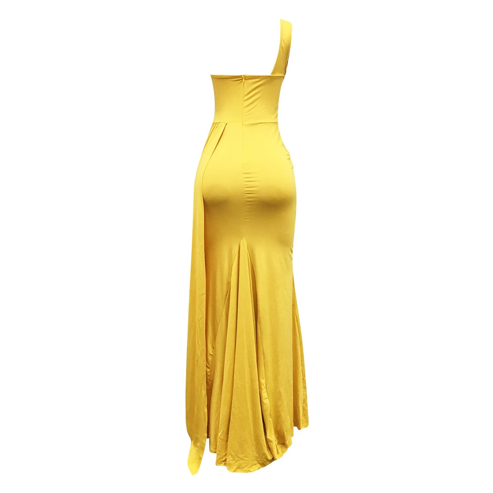 QWUVEDS Vestido Envuelto Rojo Mujeres Sexy Hombro Largo Vestido de Fiesta Elegante Bodycon Maxi Formal Vestidos de Noche con Ranura Vestido Blusa