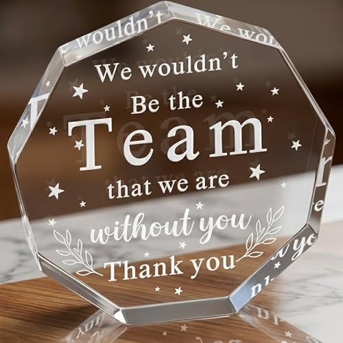 Image of DIGI ARTS Team Appreciation Gift Acrylic Plaque for Coworkers & Employees - Engraved Crystal Clear Acrylic Desk Decor, Thank You Gift for Team Member, Colleague, Staff, Office Appreciation Keepsake, 13 x 13 cm