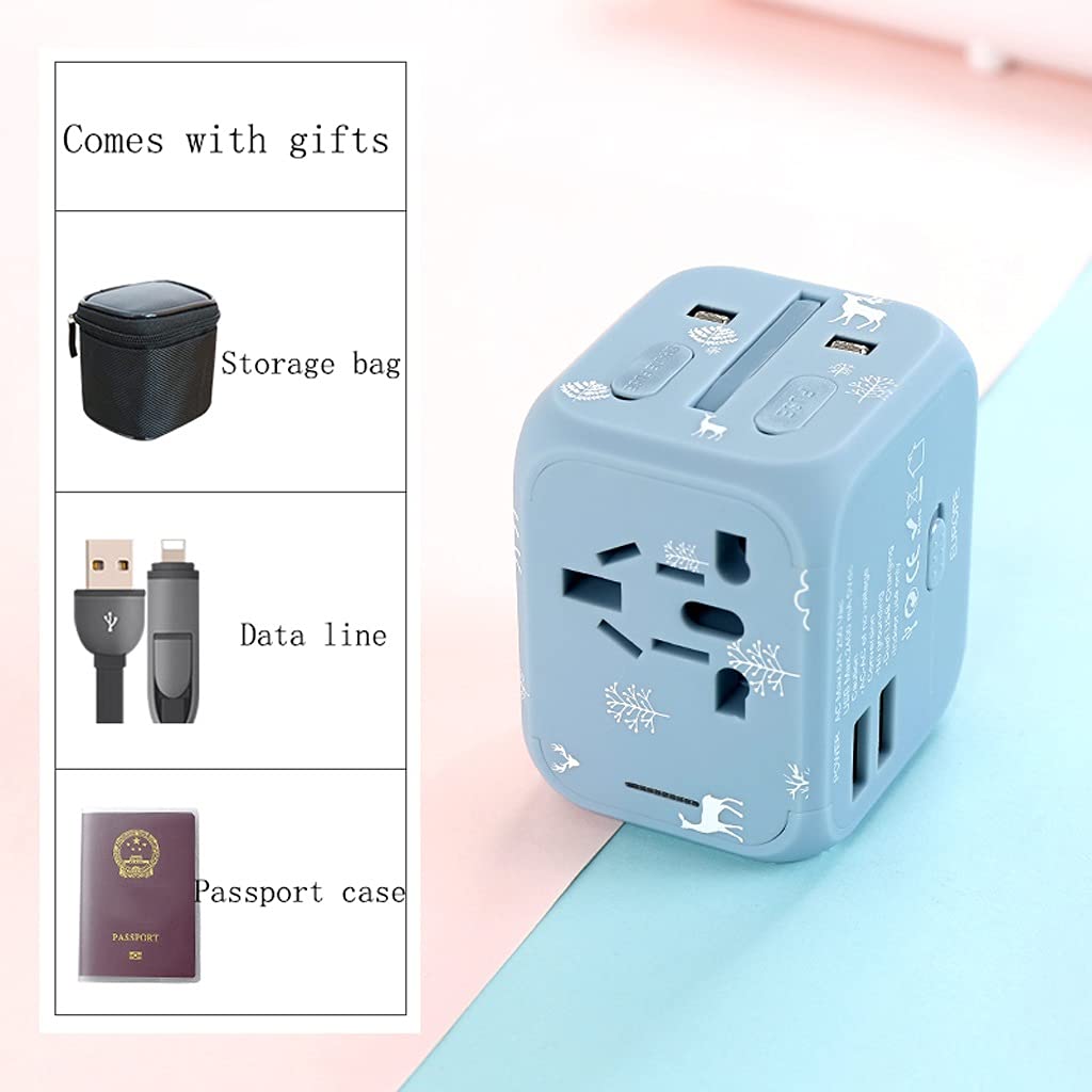 Convertidor Internacional Plug, 3 USB Trabajo Universal de Puertos for 224 países, Adaptador Universal Mundial de 100-240 voltios. (Color : B, tamaño : 6.5 * 5.5 * 5.6cm)