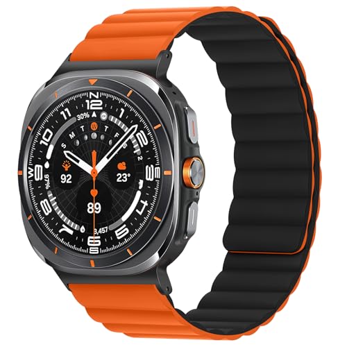 Bracelet Galaxy Watch Ultra 2/1, silicone sport étanche et ultra-résistant Orange et Noir