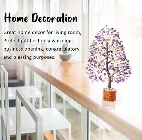 Image of Crocon Amethyst Crystal Tree of Life Spiritual Gemstone 10-12 inch | Birthday Gifts for Women, Sister Crystal Tree of Life for Handcrafted, Home Office Decor, Spiritual Gift for Mom & Men