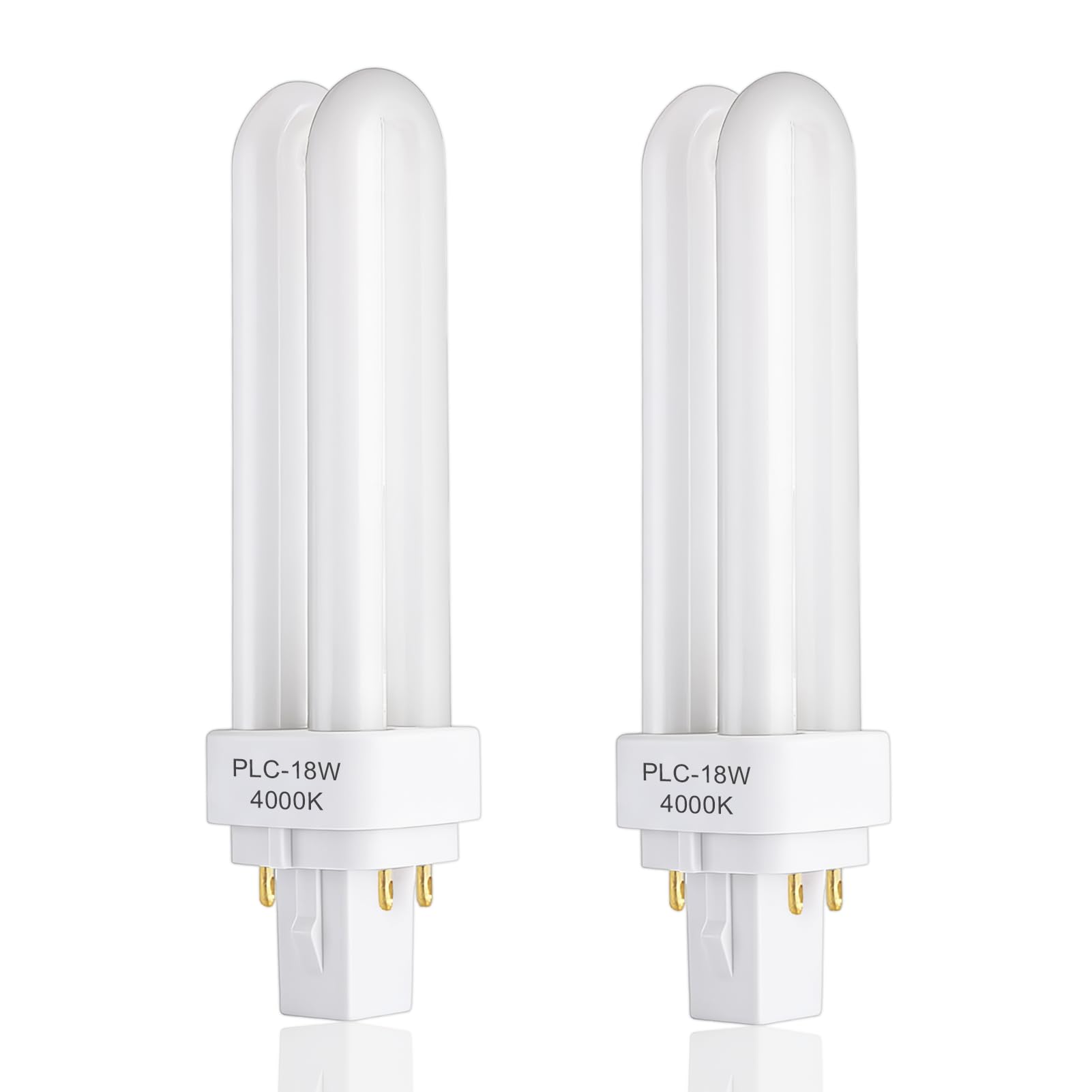 Havlock 4 Pin 18W G24q-2 Compact Fluorescent Lamp Warm White 4000k 1200LM PLC CFL Energy Saving Light Bulbs AC 220-240V 2U Double Turn Tube Non-Dimmable for Corridor Bathroom Bedroom Office, 2 Pack