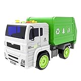 Garbage Truck Toy Recycle Truck Friction Powered for Boys and Girls Purifier with Light and Sound, 4 Wheels, 1:20 Advanced Simulation Model-City Sanitation Series, Green and White