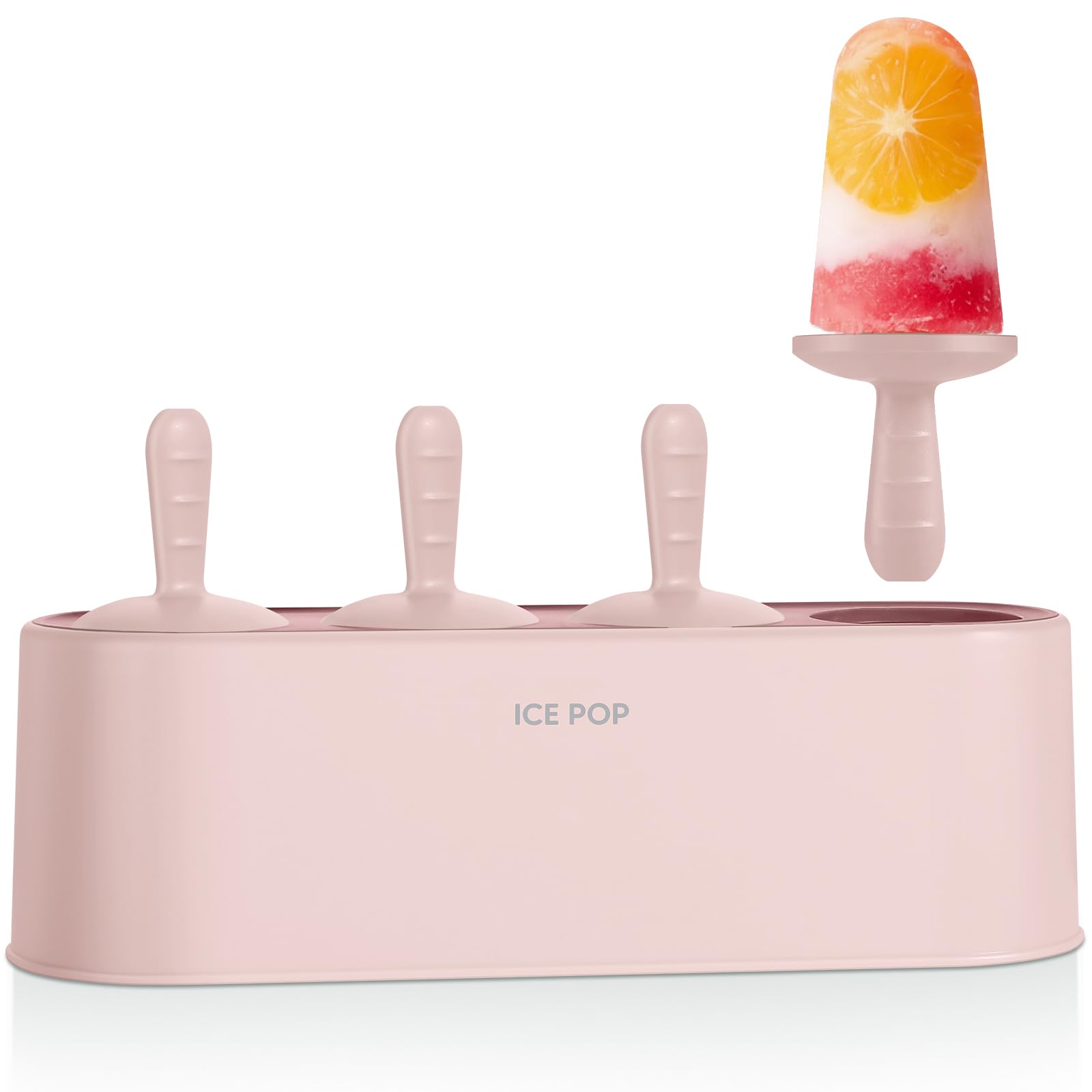 WYOK Popsicle Mold Set 4 Pieces Homemade Silicone Popsicle Maker Easy Release Ice Cream Molds Reusable DIY Pop Molds (Pink)