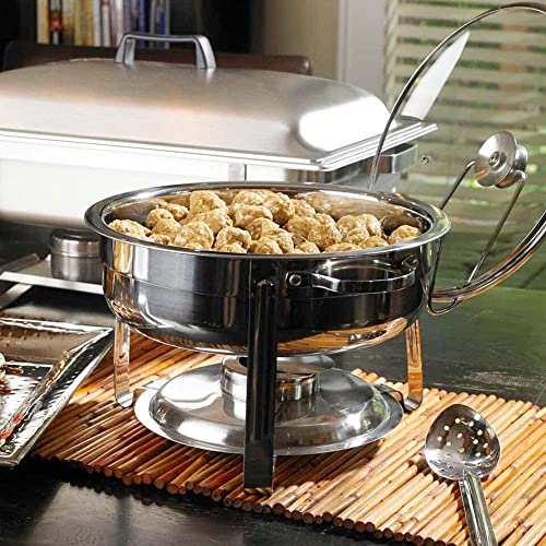 Vinod Premium Stainless Steel Chafing Dish with Tempered Glass Lid | 4.5L Round Buffet Food Warmer | Ideal Serving Dishes for Events, Restaurants, and Weddings (Set of 2) - Image 6