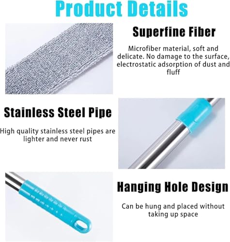 Image of TEKCOOL Gap Dust Cleaner Under Appliance Microfiber Duster Dust Brush with Extension Pole (36 to 55 Inches) for Bed High Ceilings Furniture Bottom Household Gap Duster, Multi-Coloured