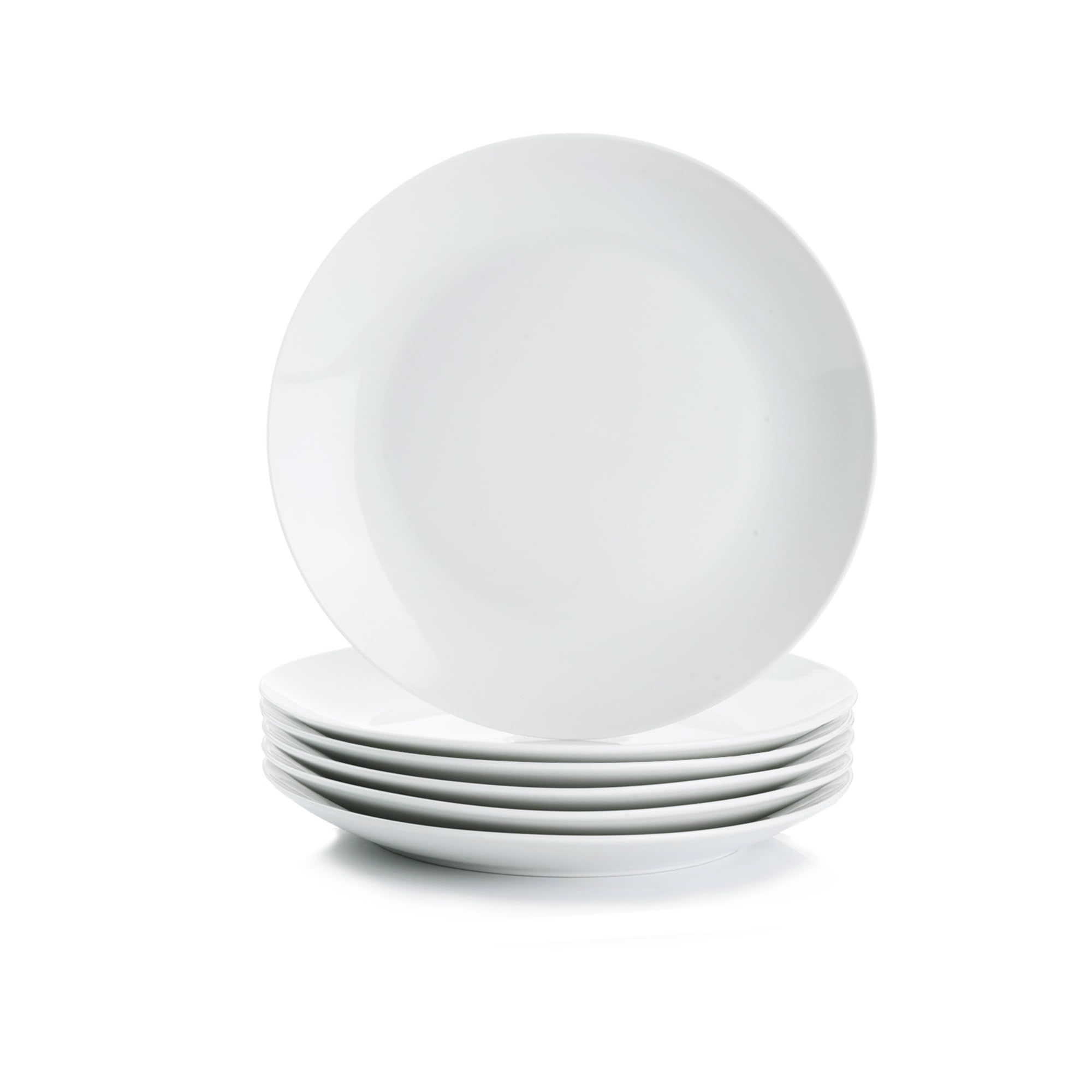 Miicol Ceramic Dinner Plates Set of 6, White Dessert Plates 23cm/9 Inch, Modern Round Porcelain Dishes for Steak, Pasta, Salad, Fruit, Microwave & Dishwasher Safe, Stackable