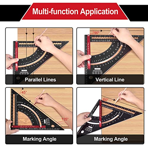 Gohelper 12 Inch Carpenter Square Tool Rafter Framing Square Construction Metal Woodworking Measuring Quick Angle Machinist Precise Adjustable Carpentry Square Layout Tool Triangle Ruler #TOP2