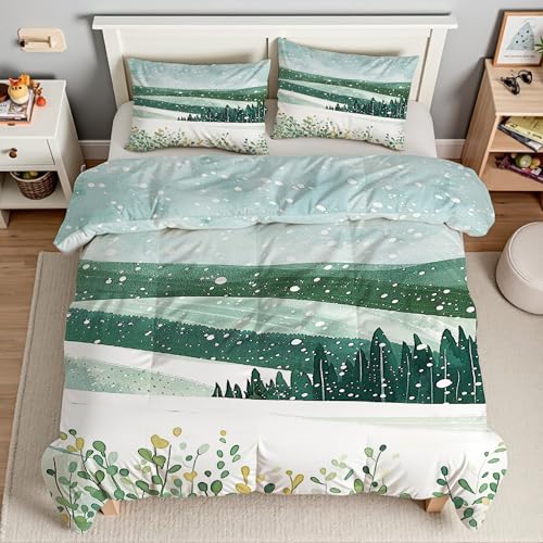 Ensemble de literie 3 pièces au motif flocon de neige avec housse de couette douce de qualité