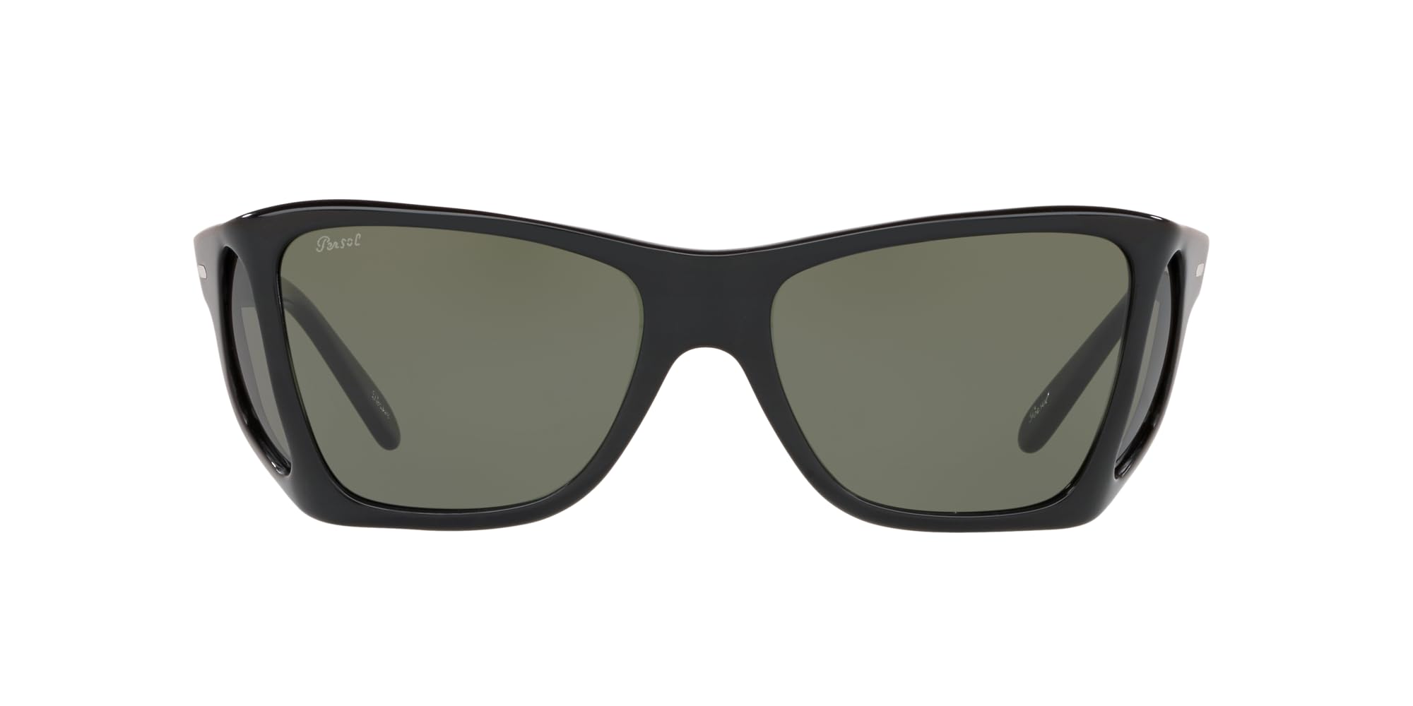 Amazon.com: Persol PO0009 Square Sunglasses, Black/Green, 57