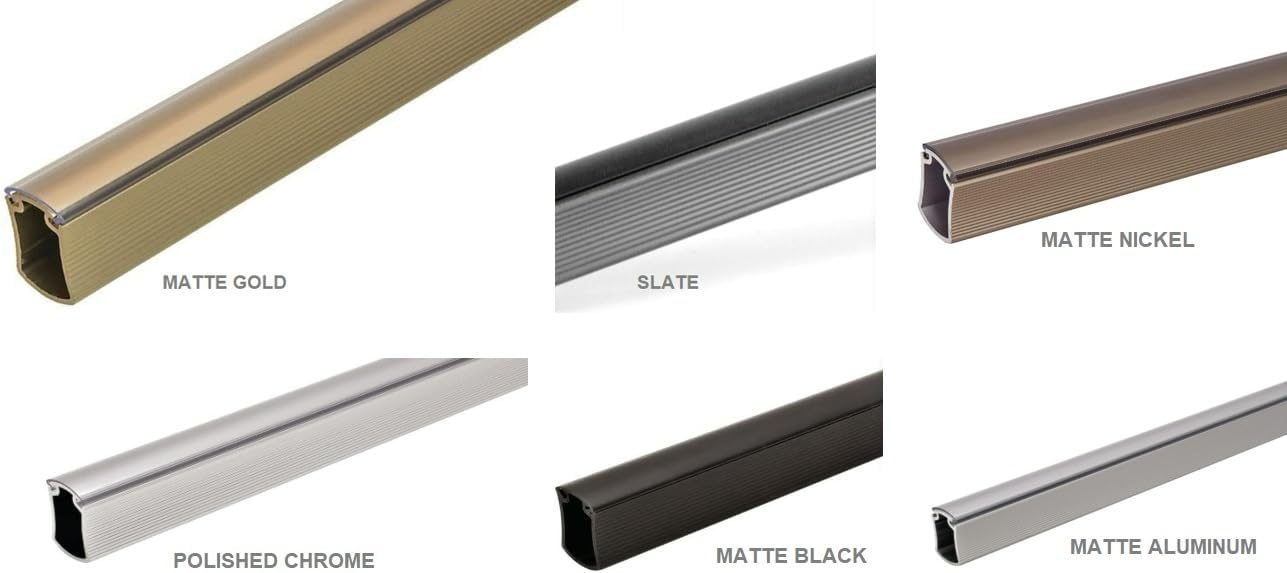 TAG Hardware Wardrobe Closet Rod Concave Shape with End Supports and Protective Cap (30 INCH LONG, Matt Nickel)