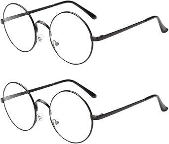 Dollger Retro Round Glasses Blue Light Glasses Clear Lens Non-Prescription for Men Women Metal Frame