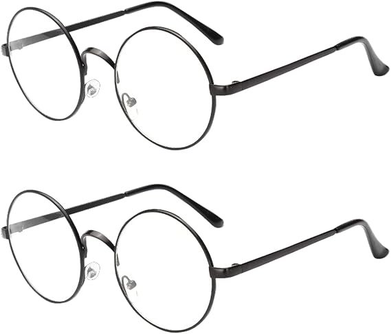 Dollger Retro Round Glasses Blue Light Glasses Clear Lens Non-Prescription for Men Women Metal Frame