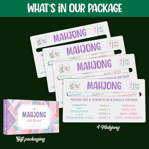 4 Pack Mahjong Line Reader con Reglas, Madera miniatura 6