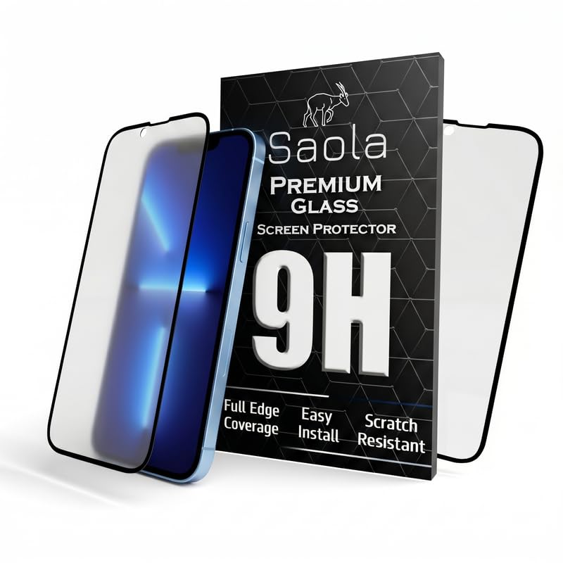 Image of Saola HD Matte Tempered Glass With 18H Hardness For Apple Iphone 13 Pro (Pack Of 2) with Hassle-less Installation Kit. Full screen Coverage. 6.1 inch
