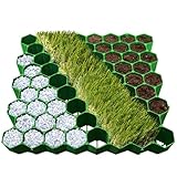 KARAT Lot de 4 grilles de gazon en plastique praticables 1 m²   50 x 50 cm   Vert   Grille de sol, plaque de paddock, nid d'abeille, nid d'abeille, dalles de gazon, grilles de gravier, pierres