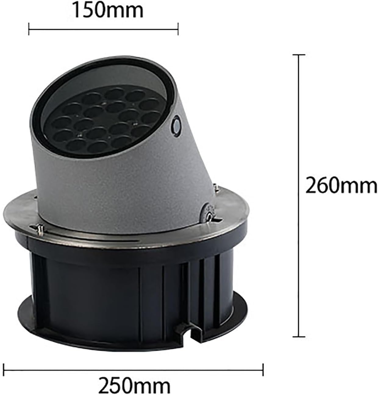 Zewnętrzne Oświetlenie Wkopane - Lampa Krajobrazowa LED, Reflektor LED Z Regulowanym Kątem AC 220 V, Wodoodporna Dekoracyjna Lampa Podłogowa Ogrodowa IP65, Częściowo Wpuszczony(White,18W)