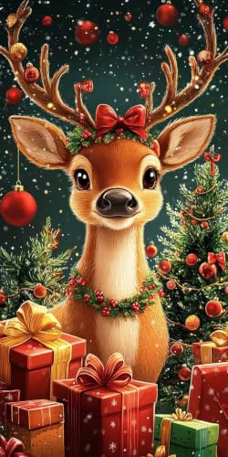 Diamond painting DIY motif cerf de Noël avec kit broderie 5D de décoration murale 80x160cm