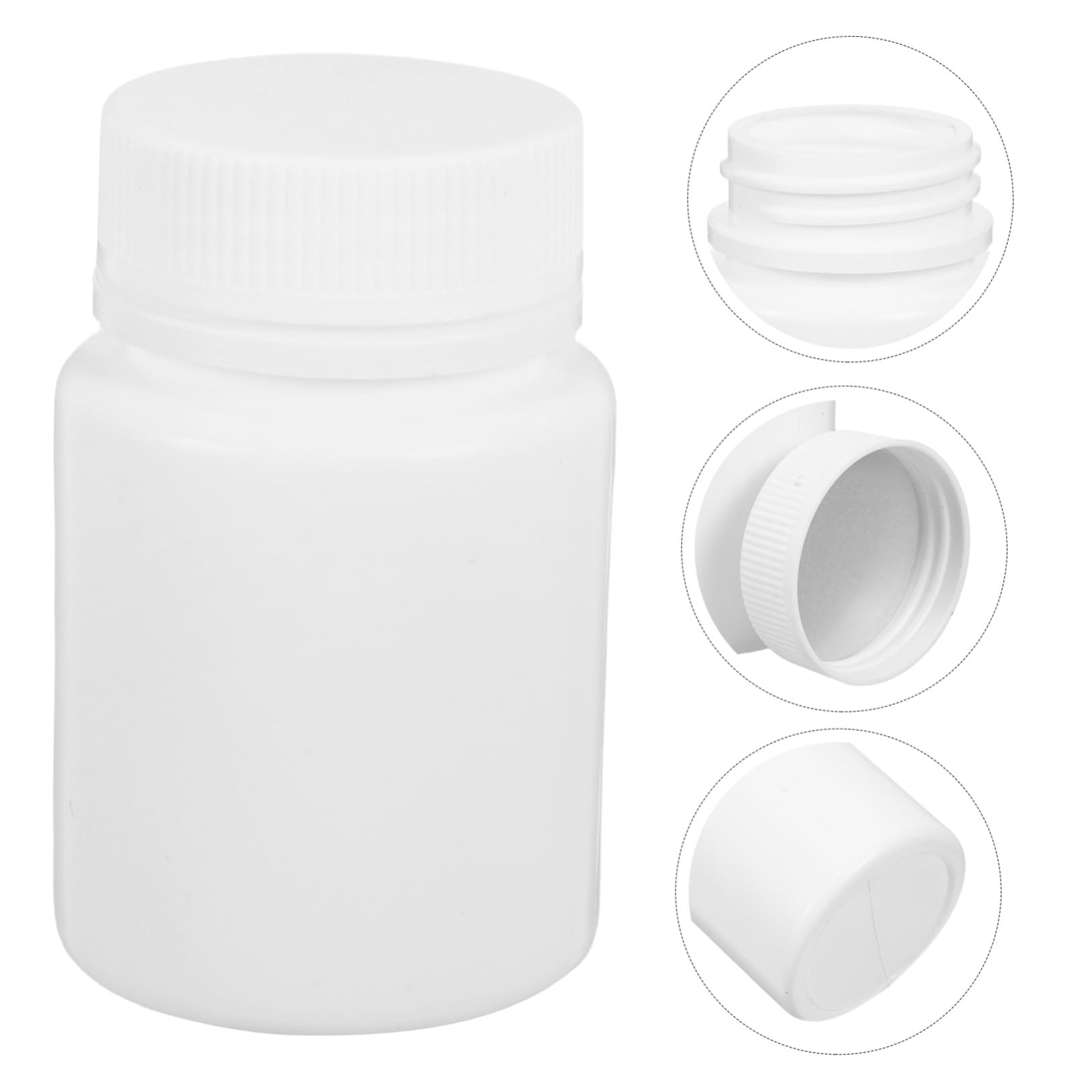 Frasco Farmacéutico Redondo PE 50ml Tapa de Rosca, 100 unidades | Boca Ancha, Hermético, Resistente a Roturas, para Cápsulas, Medicamentos y Suplementos Diarios