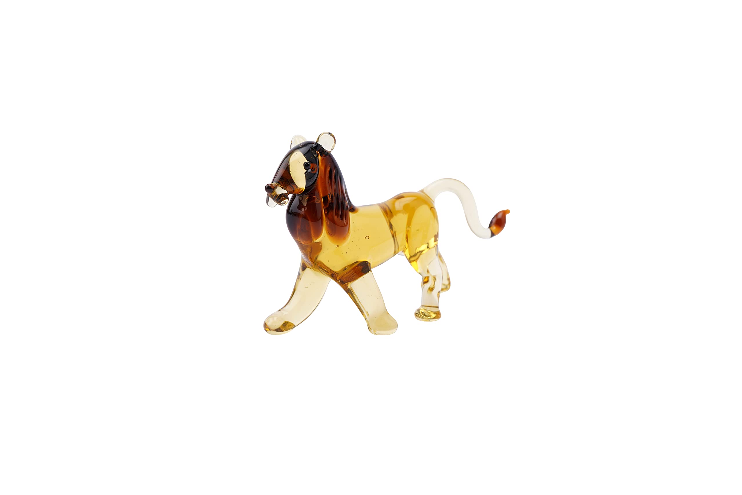 CGB Giftware | Glass Lion Figurine | Yellow | Gift Boxed | Collectable Ornament | Decorative | Home Accessory | Gift For All | Artisan Range | GB06858