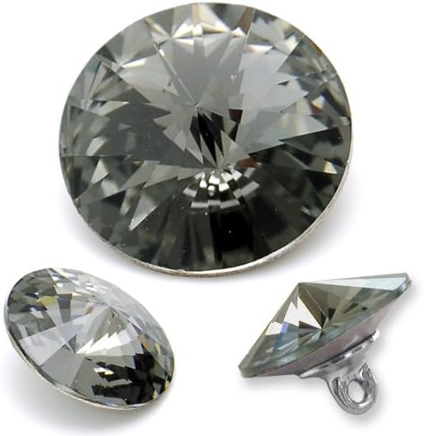 Austria Crystal 1122 Rivoli Button 11mm Black Diamond by 2pcs