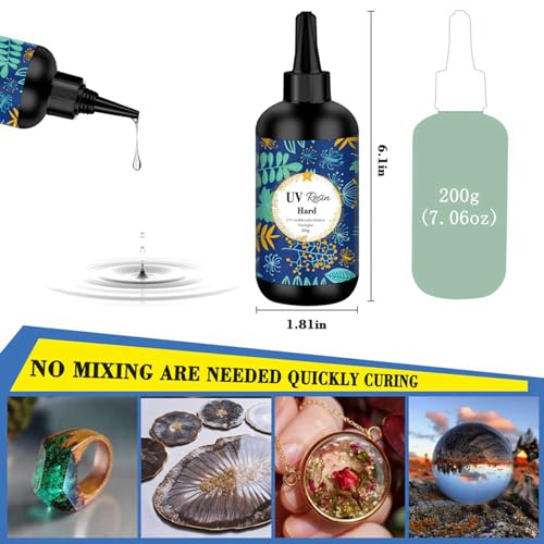 Résine UV transparente 2x200g de type dur pour création de bijoux et moulage DIY - 7