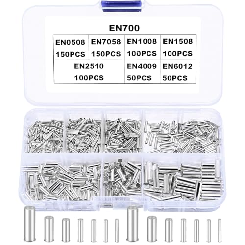 700 Pièces Set de Embouts de Câbles, Kit de Cosses de Câble, 10-22 AWG Embouts Non Isolés pour Projets de Soudure Électrique DIY, 0,5mm² 0,75mm² 1mm² 1,5mm² 2,5mm² 4mm² 6mm²