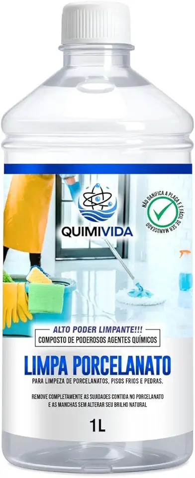 Limpa Porcelanato Quimivida 1L – Limpeza Profunda e Sem Manchas para Pisos Brilhantes – Ideal para Porcelanatos, Pisos Frios e Pedras