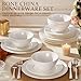KINGSTONE Bone China Dinnerware Set, 12-Piece White Lightweight Porcelain with Textured Design Service for 4, Plates, Bowls, for Family Dining, Restaurants, Gifting，Microwave and Dishwasher Safe