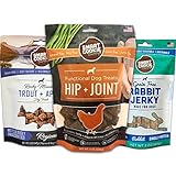 Smart Cookie All Natural Dog Treats - Sensitive Stomach 3 Flavor Variety Pack - Trout & Apple, Chicken Hip & Joint, Rabbit Jerky Strips - Sensitive Stomach Dog Training Treats and Digestive Support