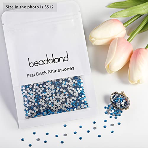 Image of Beadsland Flat Back Crystal Rhinestones,Capri Blue, SS12, 1440pcs