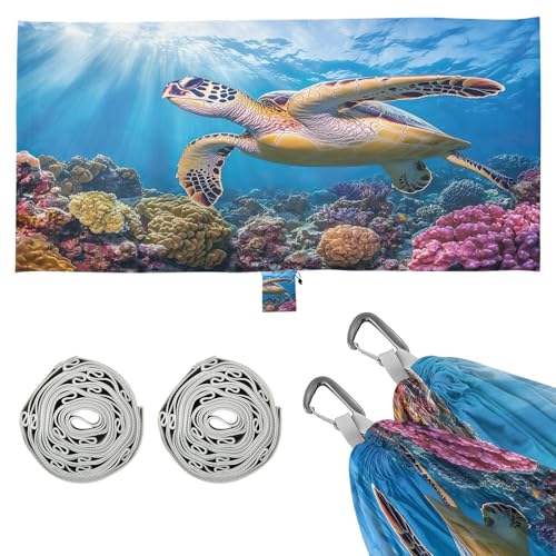 Haskirky Sea Turtle Camping Hammock, Single Portable Hammocks with Tree Straps & Attached Carry Bag, 330Lbs Capacity Perfect for Outside Indoor Hiking Beach Backpack Travel