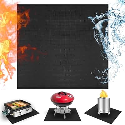 24x24in Heat Resistant Grill Mats for Outdoor Tabletop Grill to Protect Your Prep Grill Table, Heat Resistant Mats for Countertop, Fireproof & Water Proof & Oil Proof Tabletop Fire Pit Mat-Black-1mm