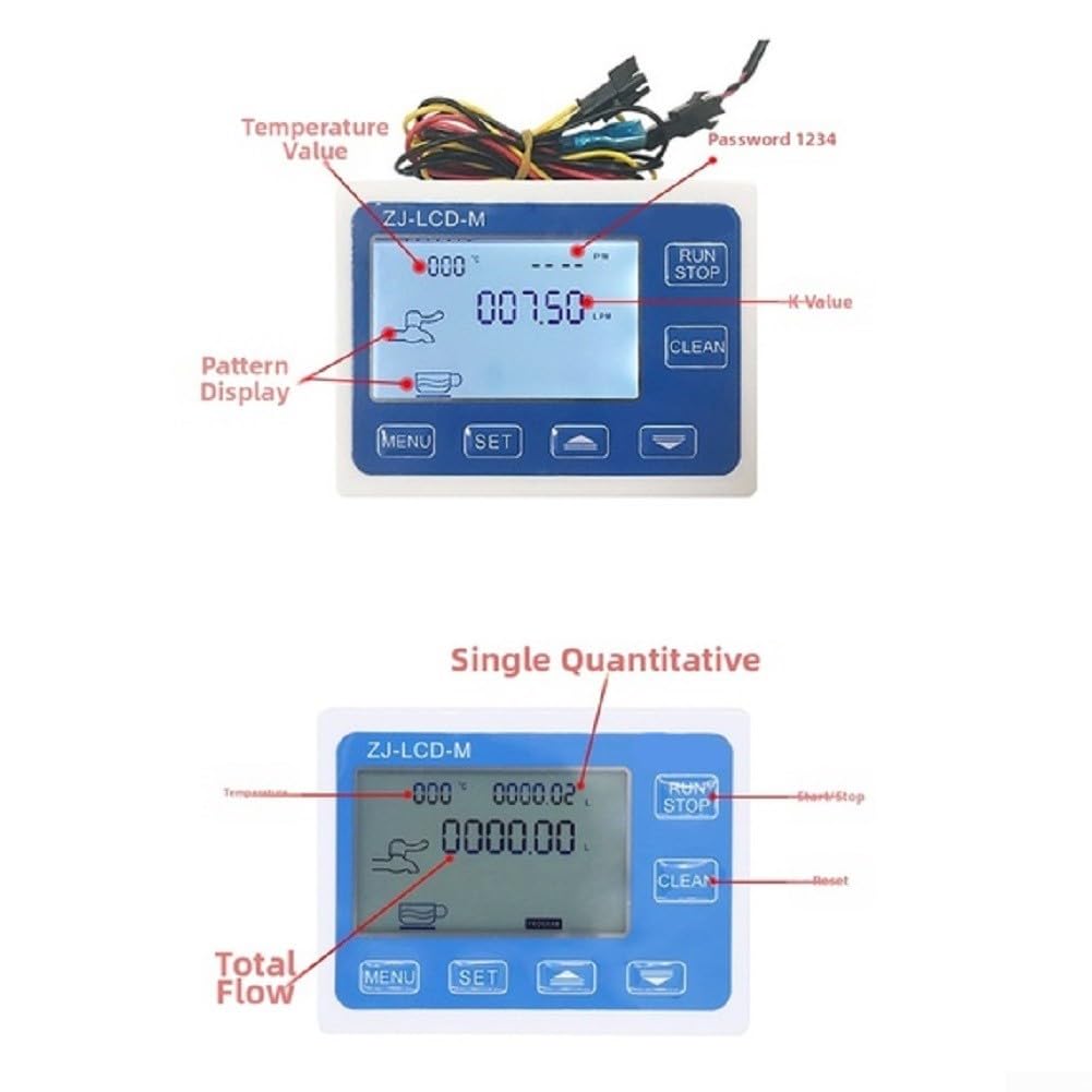 Sensor digital de flujo de agua con pantalla LCD transparente Pantalla de tasa en tiempo real Controlador de dosificación cuantitativa Dc24v Operación Salida de señal de pulso para integración de