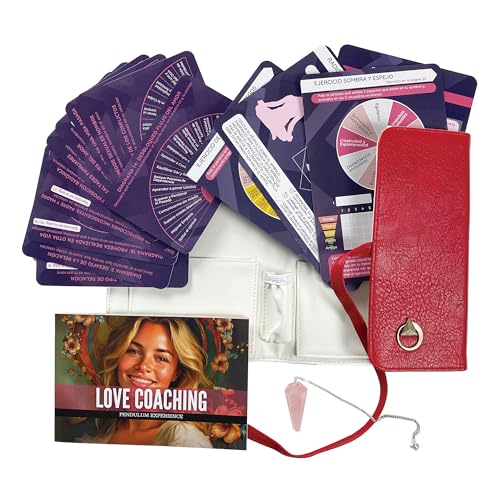 Pendulum Experience Kit Love Coaching con Péndulo Cuarzo Rosa y 28 Plantillas de Radiestesia Guía para Amor Relaciones Autoconocimiento Herramienta Espiritual Regalo para Mujer