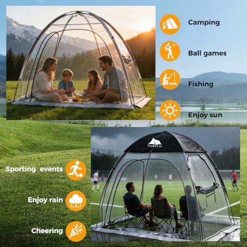 Teabelle Transparent Sports Tent, Carpa Deportiva Instantánea Impermeable con Cubierta Superior miniatura 4