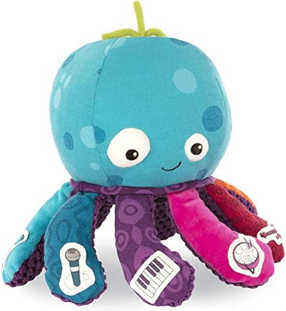 B. toys – Octopus Plush Toy – B. softies – Musical Stuffed Animal – Soft Baby Plush with 8 Instruments - Sensory Toys for Babies 10 Months +