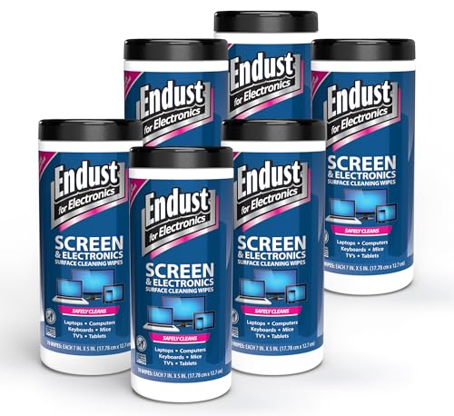 Endust For Electronics; Screen & Surface Cleaning Wipes For TV Phone Computer Monitor Laptop Tablet Pre-Moistened Alcohol and Ammonia Free 70 Count 6 Pack (11506P6)
