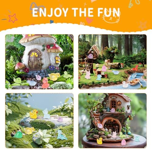 100 Pcs Tiny Resin Animals to Hide, Mini Luminous Resin Animals Bulk for Miniature Fairy Garden Accessories Micro Landscape Aquarium Cake Potted Plants Dollhouse Moss Patio Home Decor Crafts — view 6