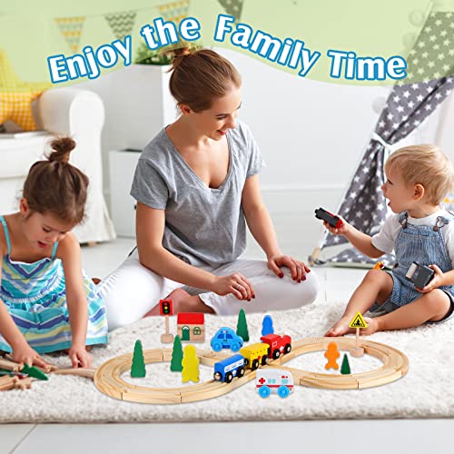 Train Set 33 Pieces Wooden Train Tracks And Trains Magnetic Trains Set Traintrack Set Construction Toy Train Sets For 3 Years Old And Up Boy Girl Play Accessories #TOP6