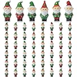 Fourluoo 48 Pcs Mini Santa Christmas Figurines Miniature Resin Santa Claus Figures Ornaments Bulk for Goody Bag Stuffers Gifts Filler Party Decorations Micro Garden Landscape Accessories