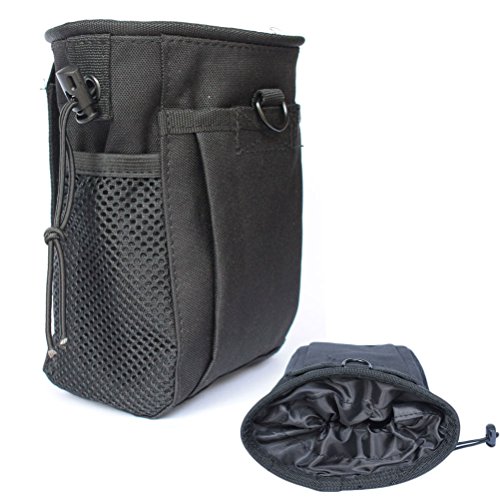 Tactical Molle Drawstring Magazine Dump Pouch, Military Adjustable Belt Utility Fanny Hip Holster Bag Outdoor Ammo Pouch (Black)