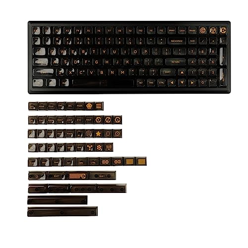 YMDK 155 Crystal Backlit Keycaps Black Virtual War MDA Profile Shine Through PC for MX Mechanical Keyboard 96 87 84 80 75 68 64 Split