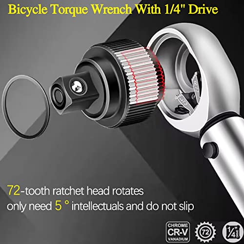 Bike Torque Wrench Set, 1/4 Inch Drive Click Torque Wrench 2-14 Nm, Adjustable 72 Tooth Bicycle Tool Torque Wrench For Mtb Road & Mountain Bikes #TOP3