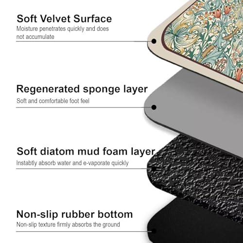 Image of Luxe Home Kitchen Mat Combo Beauty Floral Design Standing Desk Floor Mat Non Slip Kitchen Rugs, Comfort Runner Floor for Home Office, Sink & Laundry - White (116x36 & 58x36 cm PC-2)